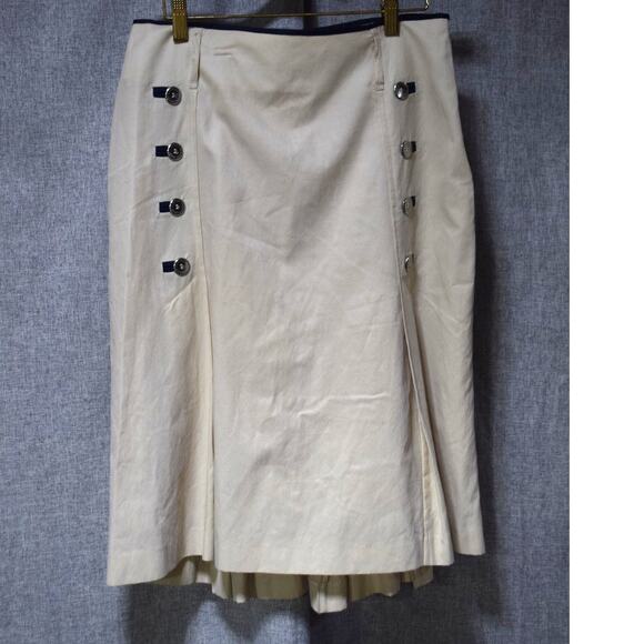Karen Millen Cream Button Detail Skirt Women’s Size 6 US / 10 UK / 38 EU - Picture 1 of 3